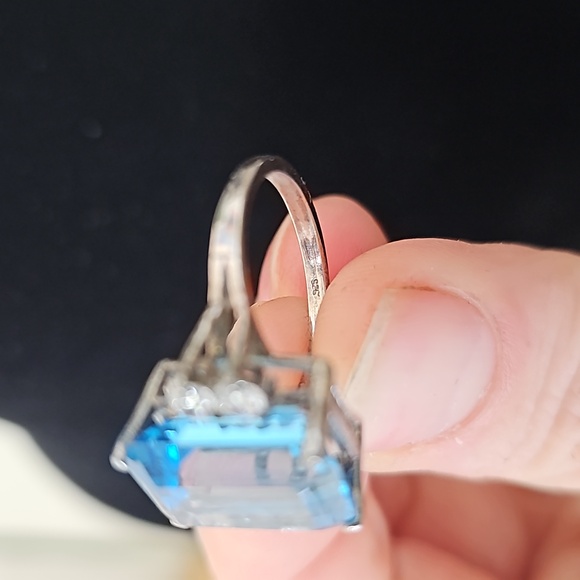 London blue topaz, topaz, and sterling silver cocktail ring - Picture 5 of 7